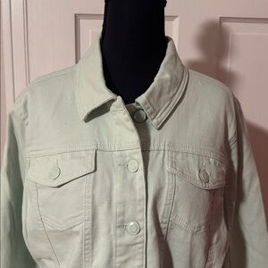 NEW Heart of Pine NWT Mint Green Cotton Denim Jacket Rough Hem Size Large